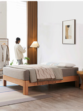 批发实木床无床头现代简约1.2米1.35单人床1.5橡木床榻榻米床床架