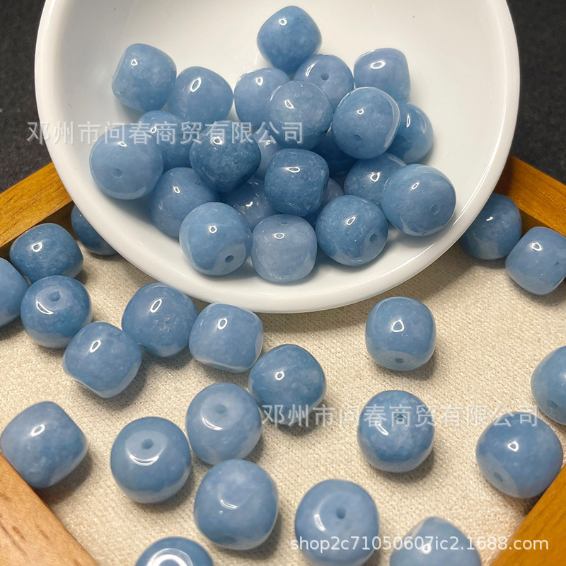碧玺石灰蓝玉髓老型珠子散珠diy半成品手工编织手链项链饰品配件