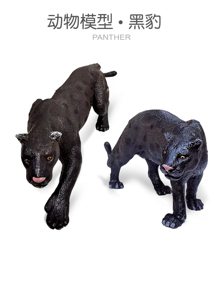 跨境仿真迷你小号实心动物黑豹模型组合静态手办摆件儿童认知玩具
