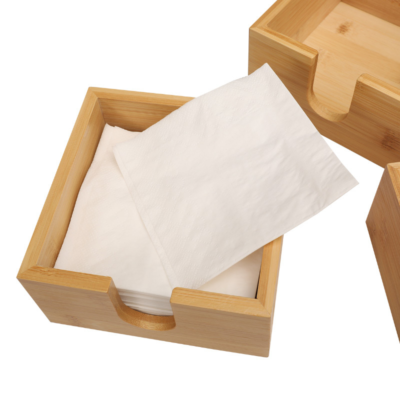 Desktop Tissue Tissue Box Logo Square Bamboo Tissue Storage Box Napkin Paper Box Advertising Tissue Box