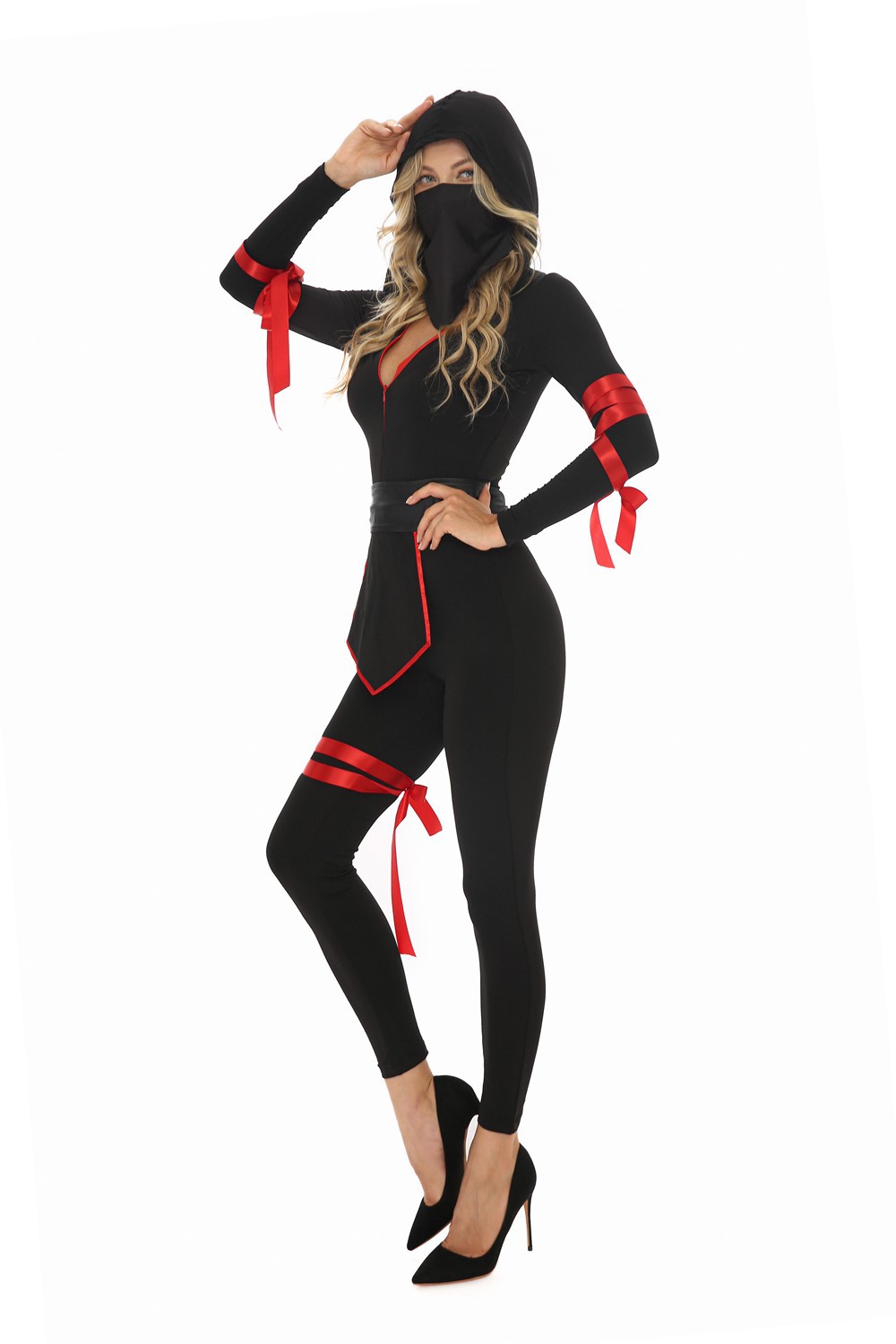 日本武士道忍者角色扮演蒙面女战士忍者游戏服连体装万圣节演出服