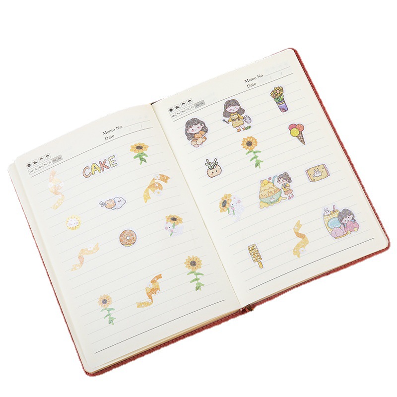 Cute Children's Cartoon Wholesale Ancient Card Stickers Bag Ins Journal Material Stickers Waterproof Hand Ledger Sticker Girl