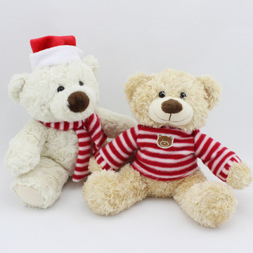 跨境卡通圣诞熊毛绒玩具小熊公仔圣诞玩偶圣诞节礼物来图来样打版