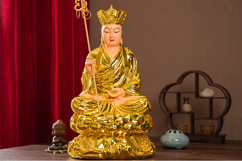 九华山地藏王菩萨坐像供奉家用保平安神像白衣地藏王佛像摆件