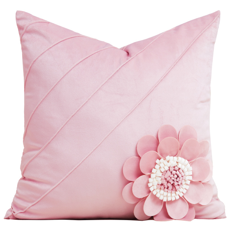 2024 New Fashion Simple Flower-Pattern Throw Pillow Simple Match Series Affordable Luxury Style Soft Cosy Girl Pink Pillow Cover