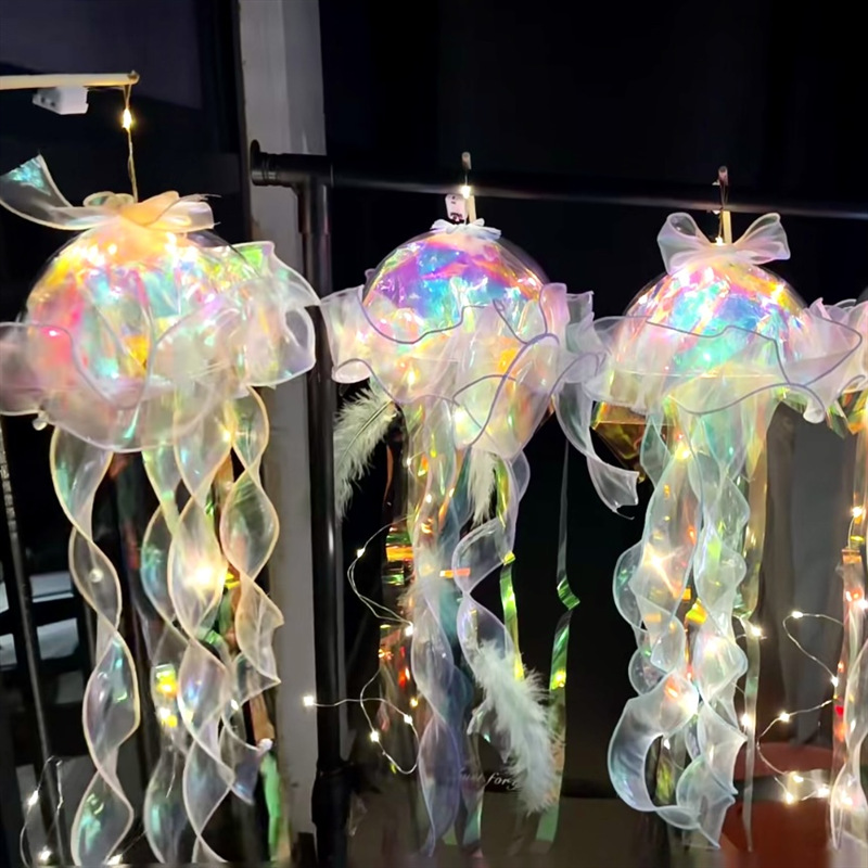 Stall Luminous Jellyfish Lamp Toy Floor Push Portable Lantern Finished Product Girl Room Ornaments Internet Celebrity Xiaohongshu Same Style