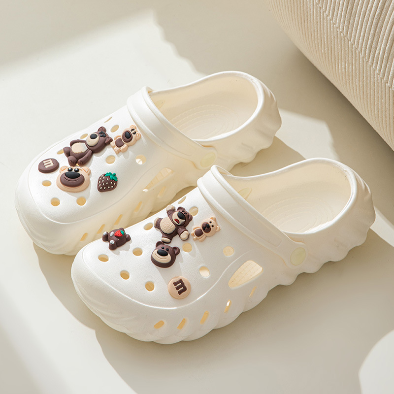 新款卡通洞洞鞋包头凉鞋女夏季时尚厚底轻便外穿沙滩情侣凉拖鞋男
