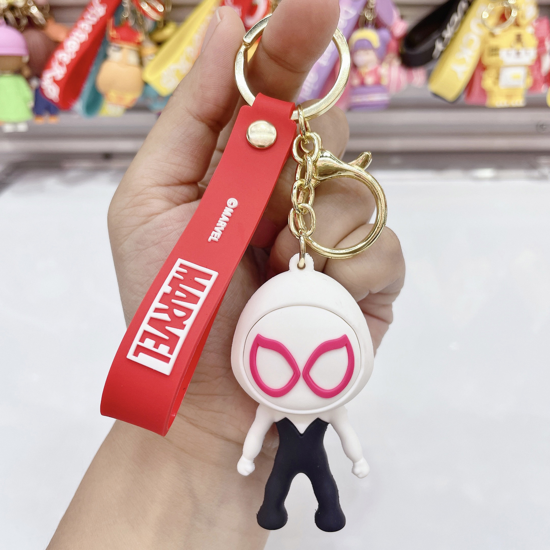 Creative Epoxy Spider-Man Doll Keychain Pendant Cartoon PVC Cars and Bags Hanging Ornament Keychain Wholesale