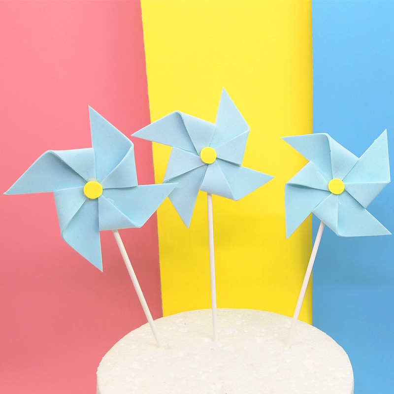 烘焙仿翻糖eva立体多彩风车蛋糕甜品台装扮情景蛋糕装饰插件插牌