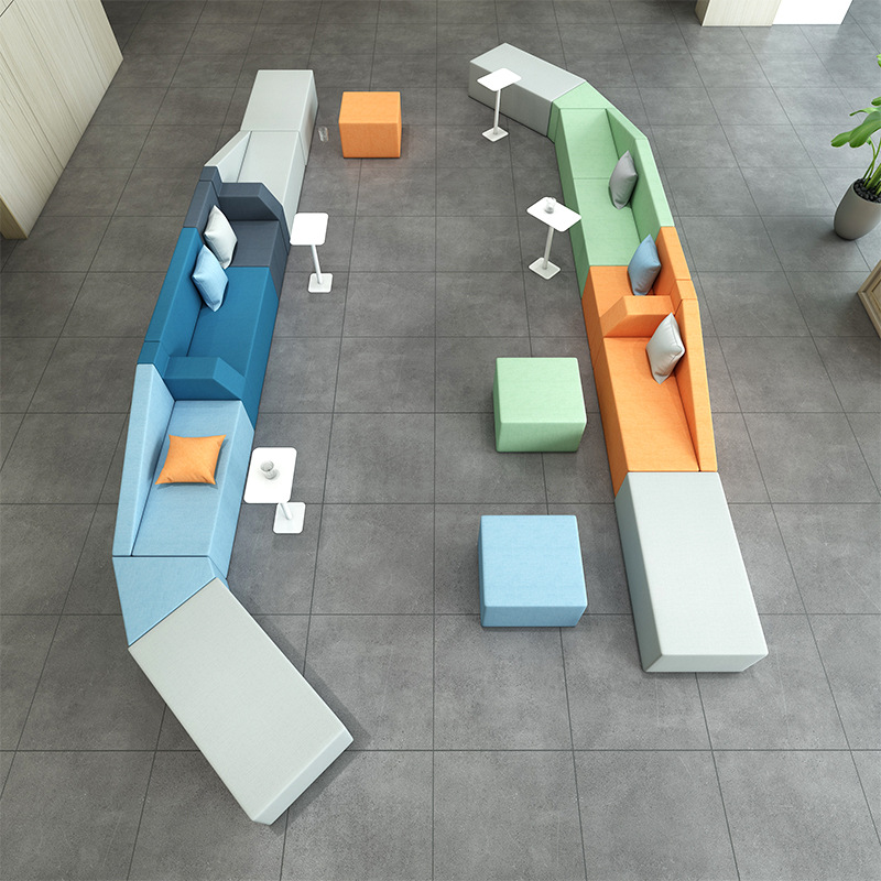 现代商务办公室公司培训机构商场大厅休息区创意异形休闲沙发组合