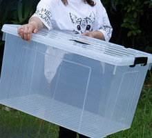 收纳箱特大号透明塑料有盖整理箱家用收纳盒大容量衣服储物箱