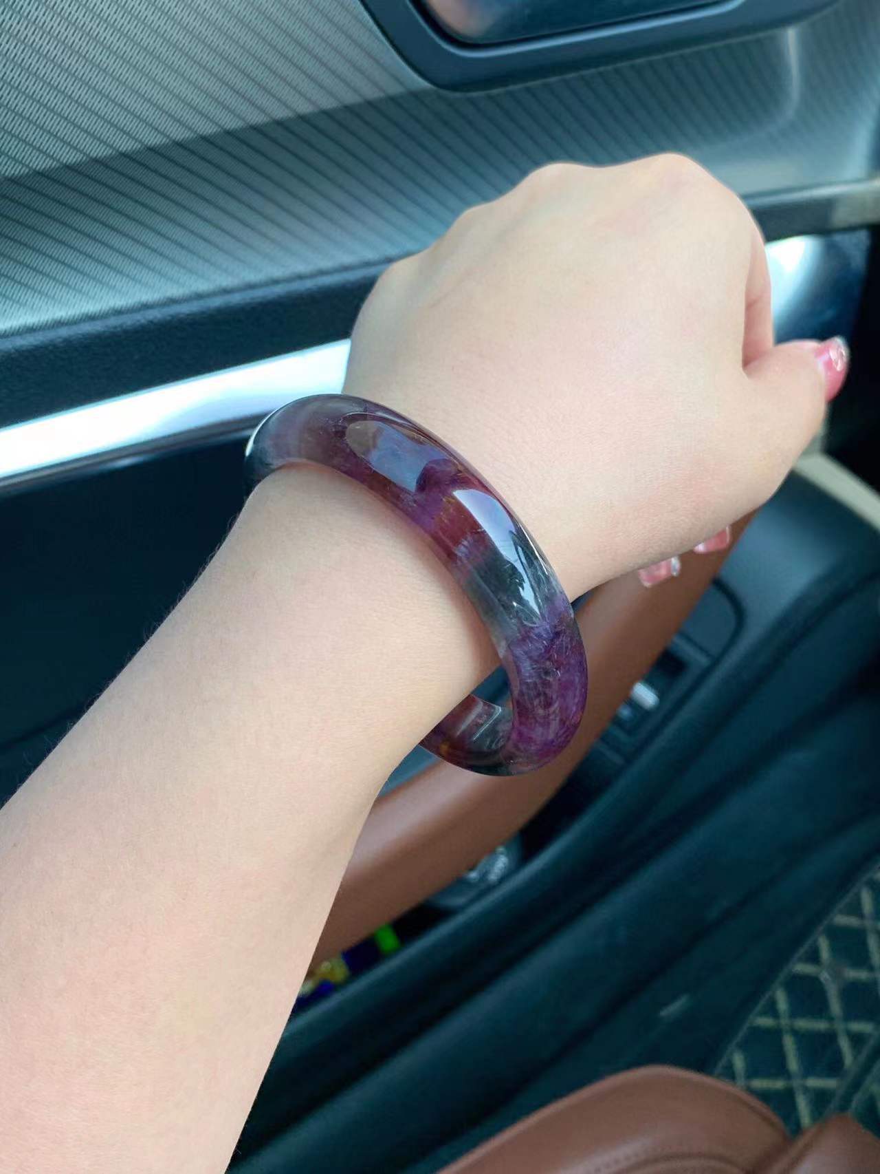 天然极光23紫钛手镯千层聚宝盆手镯红幽灵金黄板钛晶四色体手镯