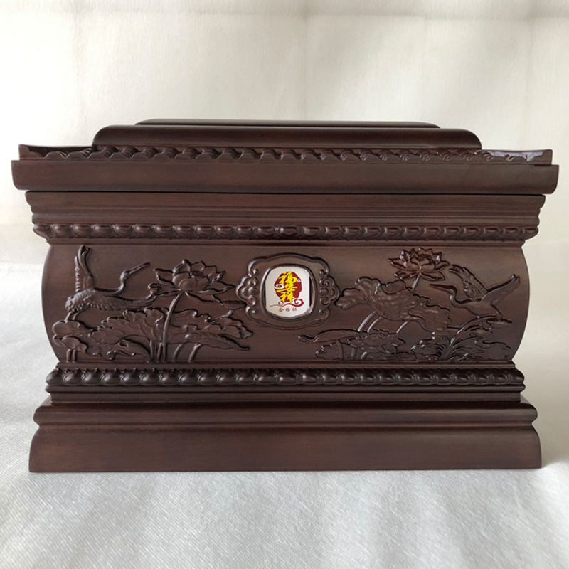 实木骨灰盒 龙凤檀寿盒殡葬盒男女同款木制殡仪馆小棺材 厂家批发