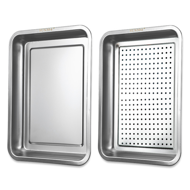 304蒸饭盘商用蒸箱托盘蒸饭车蒸盘蒸饭柜盘子不锈钢长方形方盘米