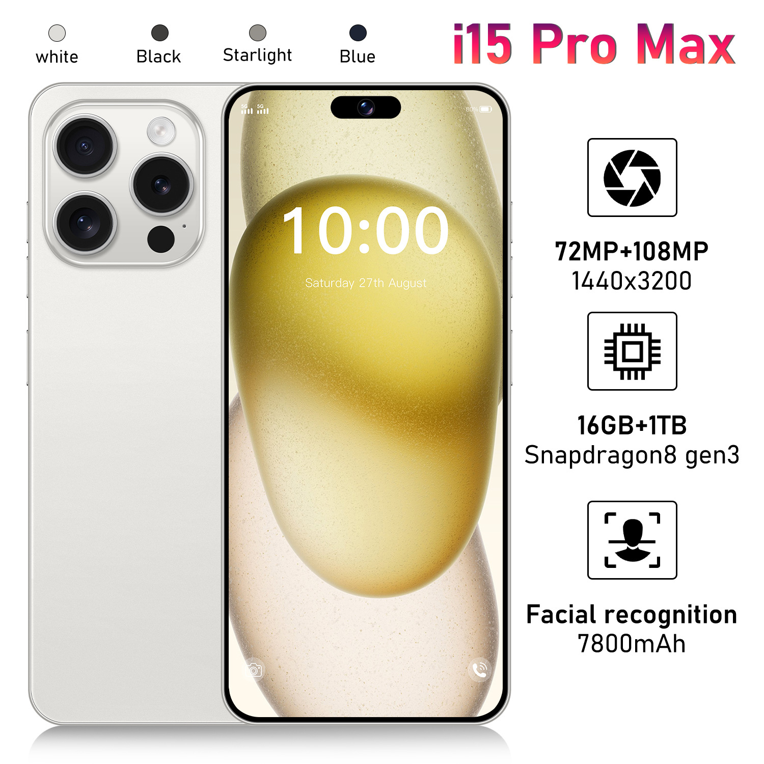 热销新款i15Promax跨境智能手机拉丝边框外贸外文机3+64G大屏手机