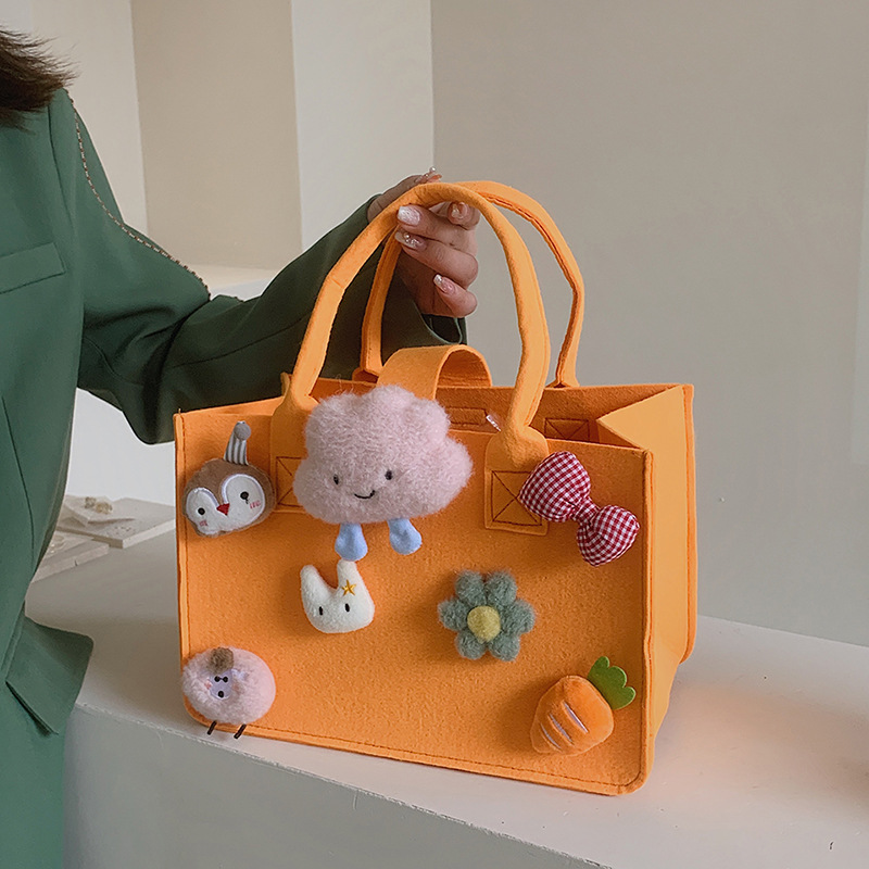 新款手工diy手提毛毡包可爱动物宝宝满月卡通伴手礼百搭手提包女