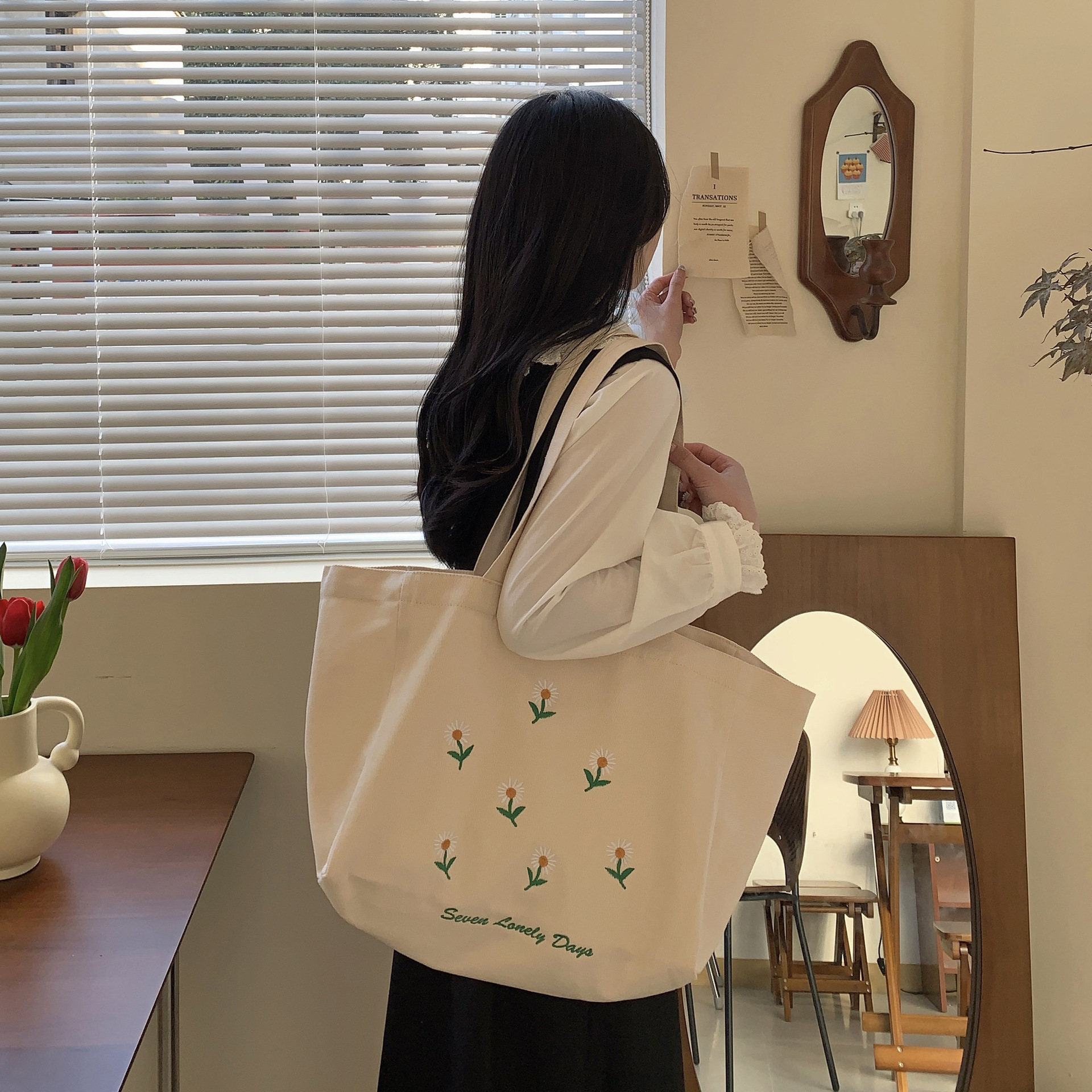 新款帆布包女时尚大容量单肩包手提帆布袋小清新文艺逛街托特包女