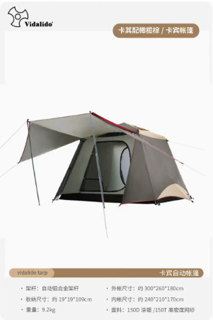 Automatic Tent Camping Pergola Family Camping Outdoor Fishing Leisure Easy-to-Put-up Tent Sunscreen and Rain-Proof