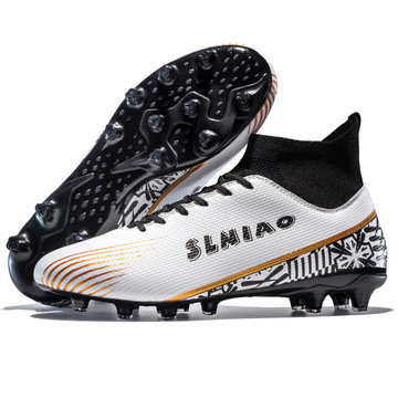 跨境大码高帮足球鞋ag长钉男青少年比赛训练鞋tf碎钉平底防滑运动