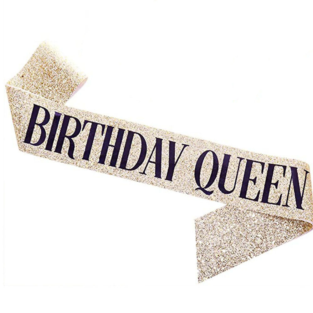 生日派对birthday queen肩带 玫瑰金皮革烫金birthday girl礼仪带