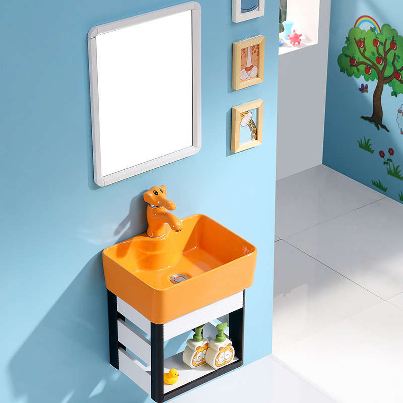 幼儿园小孩洗手池台子母创意高低台上个性阳台早教洗脸盆水盆彩色