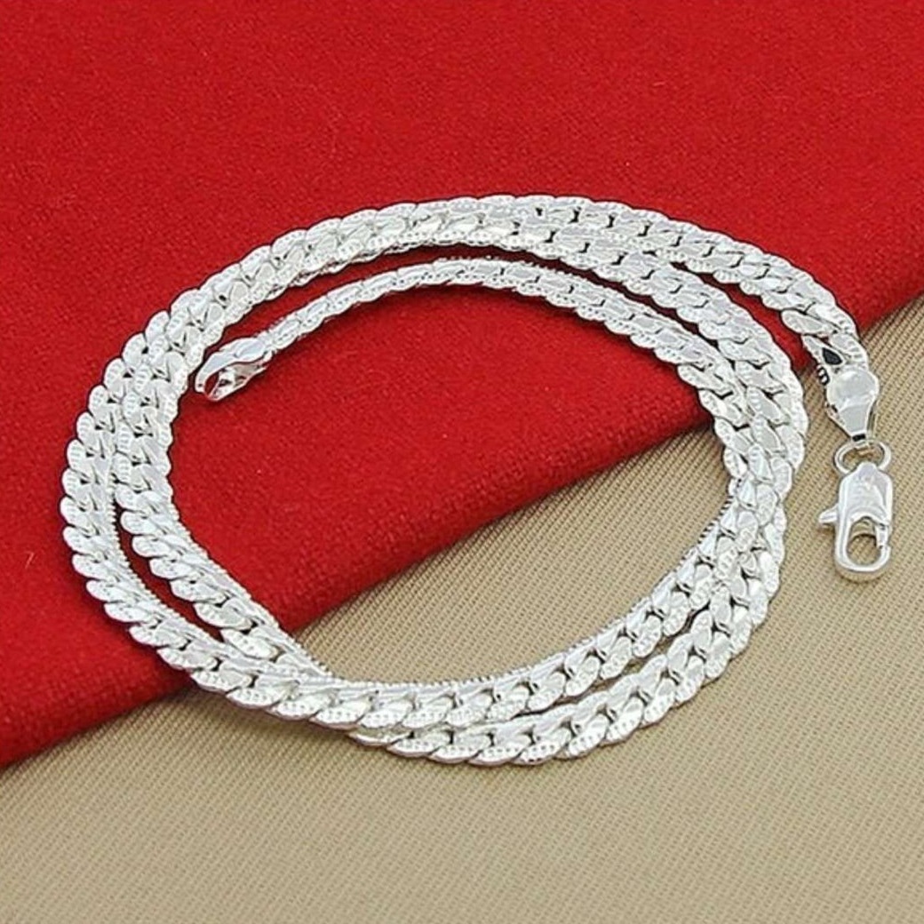 foreign trade korean jewelry best seller in europe and america jewelry 6mm full side silver plated necklace men‘s cool minimalism casual