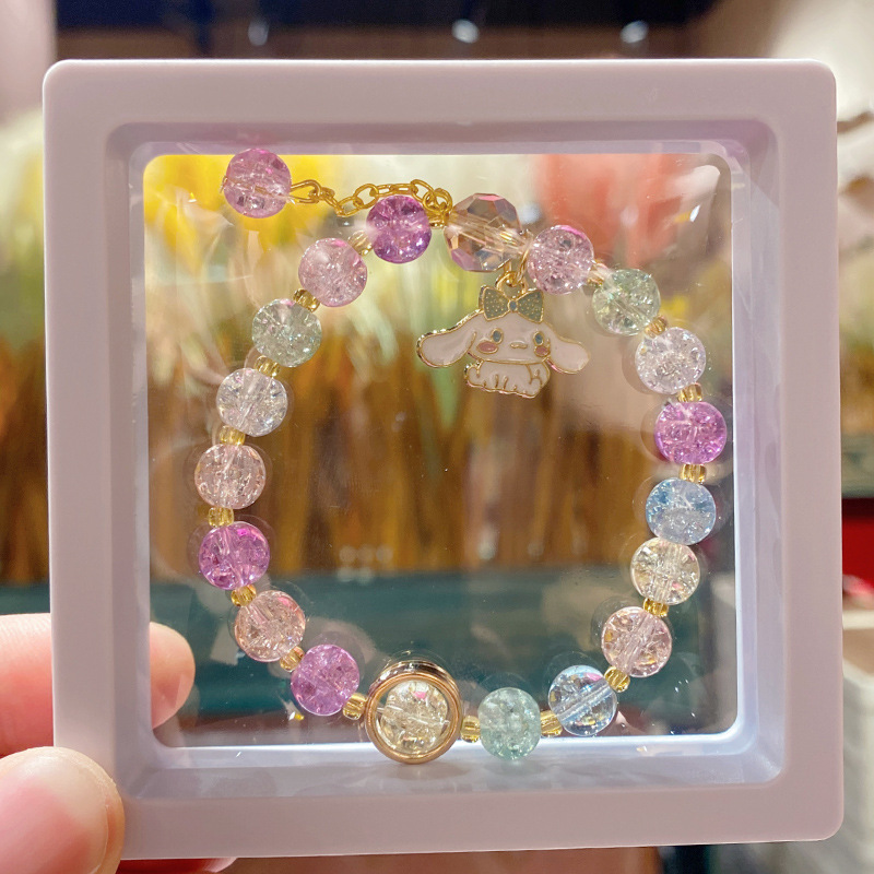 New Sanrio Boxed Children's Bracelet Student Beaded Bracelet Yugui Dog Glaze Beads Girls Jewelry Wholesale