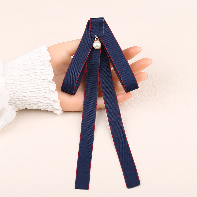 衬衫领结女系带丝带学院风英伦带钻飘带时尚甜美气质黑色领绳配饰