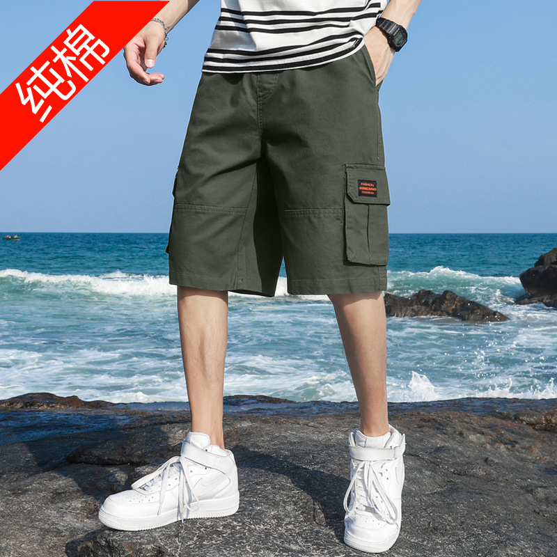 Pure Cotton Workwear Shorts Men's Summer Thin Outdoor Fashion Brand Loose Casual Pants Sports Shorts Men's Pants Foreign Trade