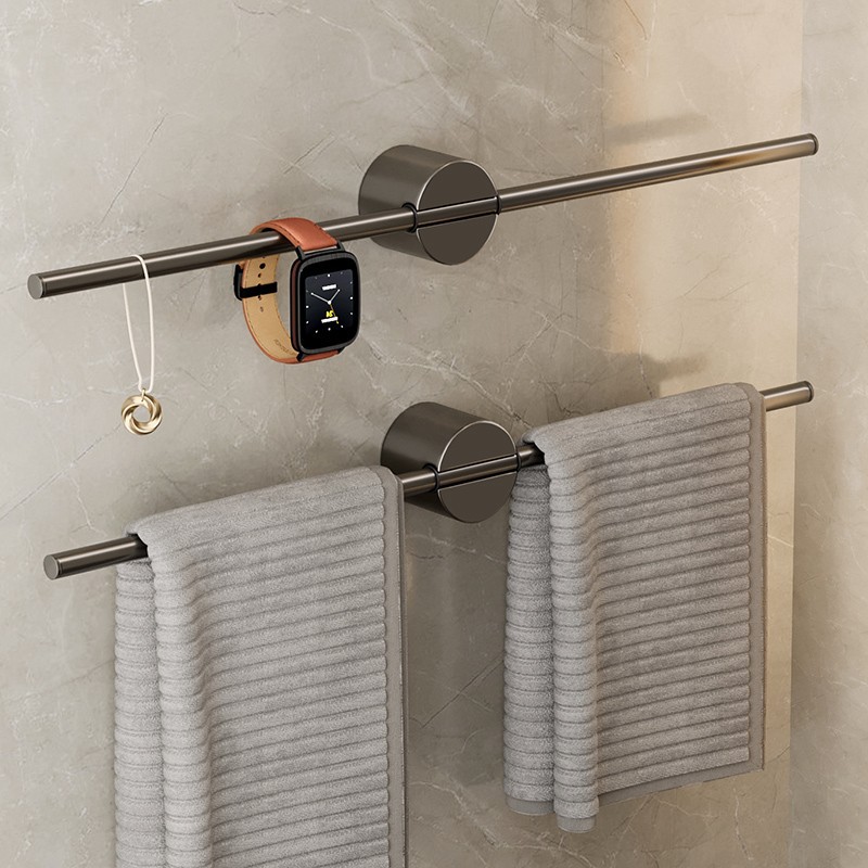 Bathroom Towel Bar Punch-Free Toilet Space Aluminum Towel Rod Minimalist Light luxury Single Pole Hanging Towel Rack Subnet Red