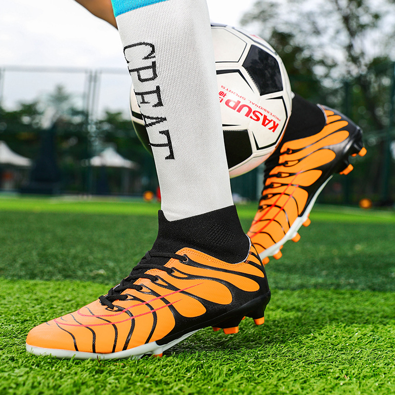 c罗刺客新款高帮足球鞋男款碎钉儿童男童女童成人防滑比赛训练鞋