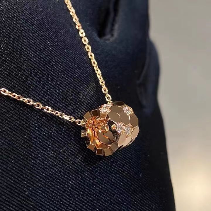 尚美巴黎蜂巢小蛮腰项链纯银18k玫瑰金小巧精美锁骨情侣款批代发