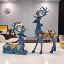 新中式北欧一鹿相随摆件电视柜酒柜工艺品创意家居软装饰品麋鹿