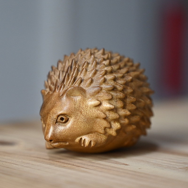 金丝楠木雕刻小刺猬实木文玩手把件个性创意家居装饰摆饰品工艺品