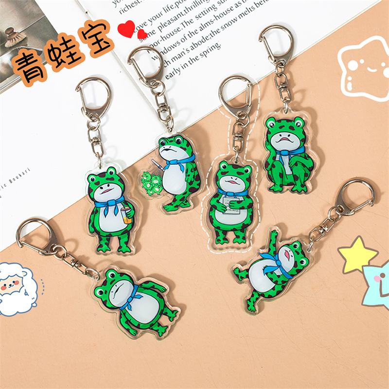 internet celebrity cute lonely frog cartoon acrylic keychain hanging bag earphone case small pendant keychain