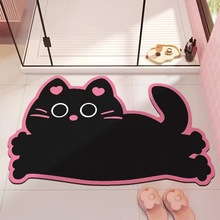 卡通猫咪硅藻泥地垫卫生间吸水浴室脚垫家用防滑速干耐脏蹭脚垫子
