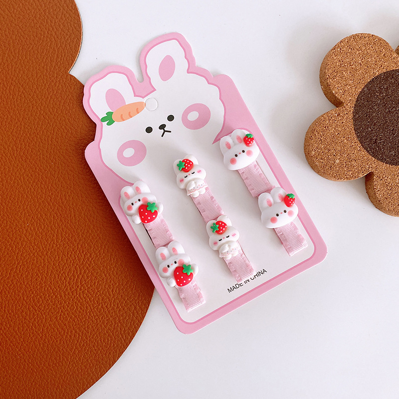 6 Cute Resin Small All-Inclusive Children's Bang Side Clip Cartoon Rabbit Girl's Hairpin Princess Hair Clips Hair Accessories