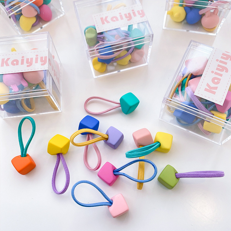 Boxed South Korea Girls' Headband Small Rubber Band Baby Cute Candy Color Hair Accessories Highly Elastic Hair Rope Children's Hair Ring