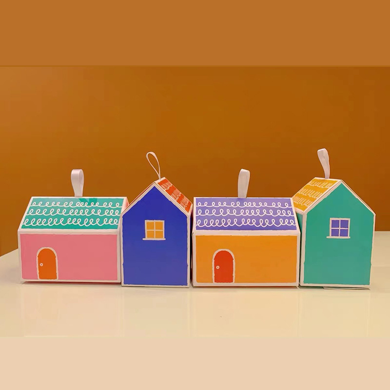 包装纸盒空盒可爱手绘小房子糖果饼干幼儿园礼物盒创意造型包装盒