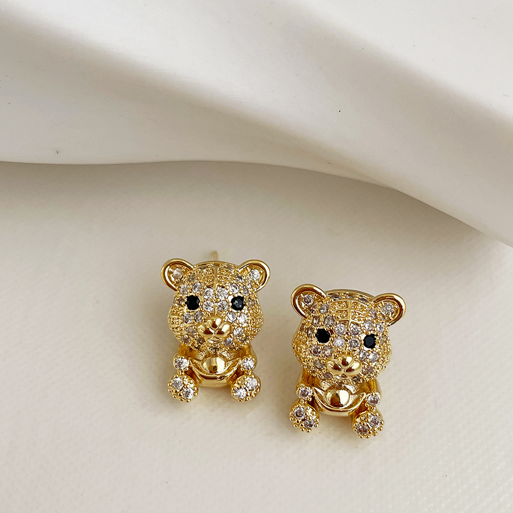 2022新款重工微镶锆石小老虎耳环女简约个性本命年创意耳钉耳饰品