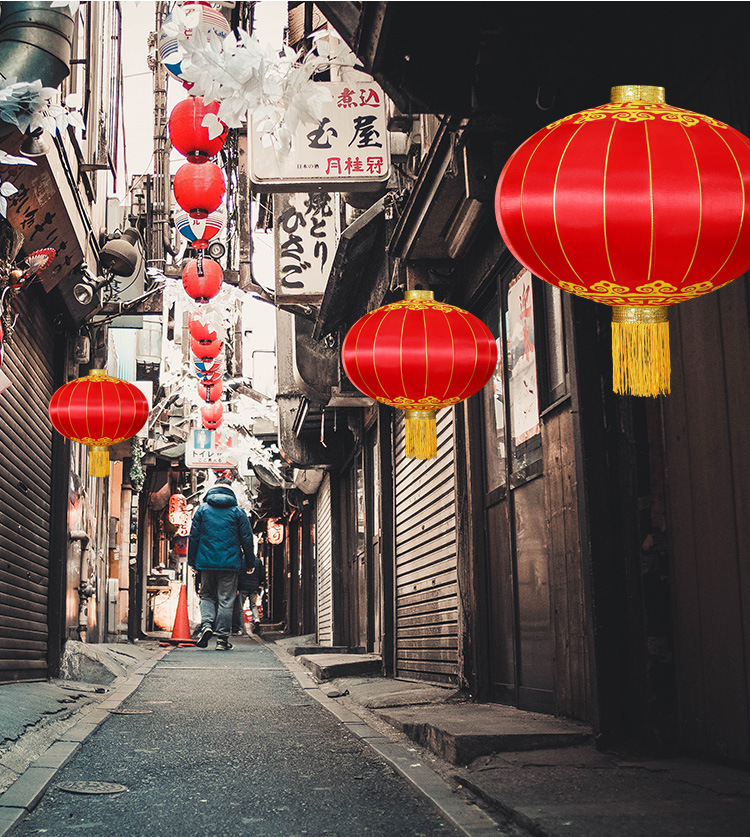 2022虎年元宵节大红灯笼中国风一对节日宫灯挂饰过年