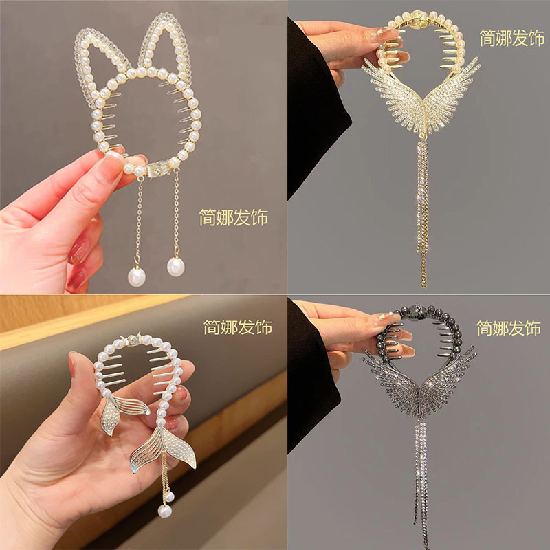 Antique Style Lily Tassel Hairpin Bun Fixed Gadget Grip Female High Sense Hair Clip Half Tie Updo Hair Claw