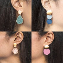 New Korean Statement Earings Metal Acrylic Round Drop