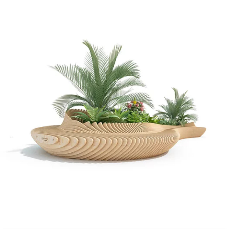 户外公共艺术休闲座椅 步行街商场入口室外公园弧形排队等候椅子