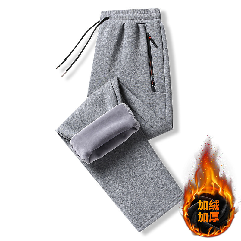 Fleece-Lined Thick Track Pants Men's Running Winter 2022 New Casual Pants Men's Sweatpants Men's Knitted Pants Men