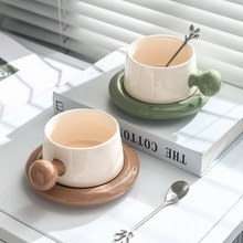 欧式马克龙撞色可爱陶瓷咖啡杯餐厅家用下午茶杯碟套装早餐杯茶杯