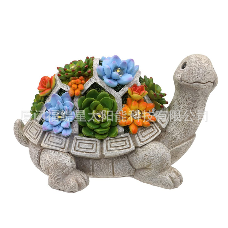 Amazon Outdoor Solar Succulent Turtle Statue Resin Crafts Animal Garden Garden Garden Lamp Ornaments