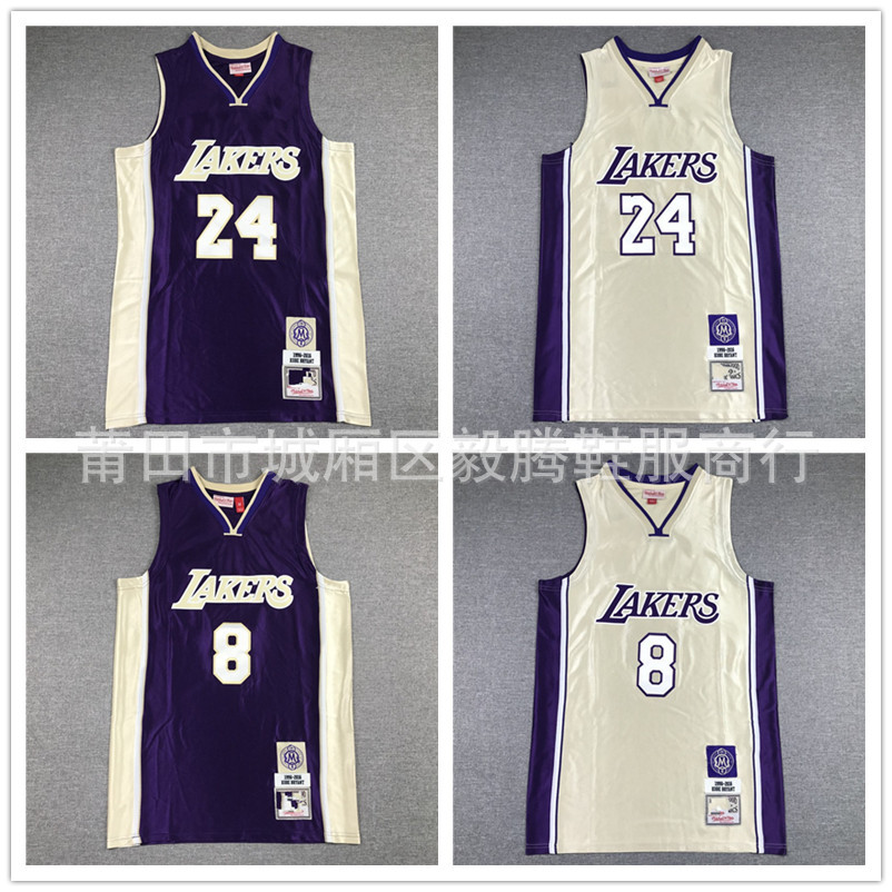 nba2021湖人队科比名人堂球衣8# 24# kobe 金色紫色篮球服批发