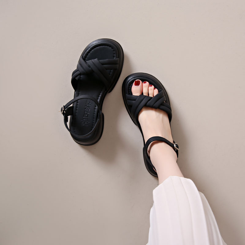 Thick-Soled Droppings Sports Sandals 2023 New Summer Buckle Muffin Beach Sandals Women's Skirt