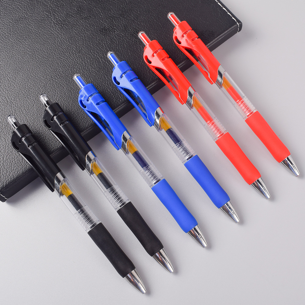 k35 press ball pen student press gel pen black red blue carbon pen signature pen office stationery wholesale